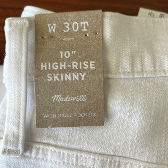 Madewell Tall 10” High Rise Skinny Jeans AJ295 White 30T 30 - Picture 5 of 8
